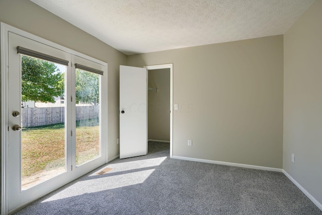 spare room featuring carpet flooring, a textured ceiling, and plenty of natural light