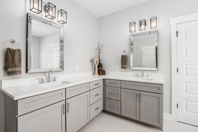 bathroom featuring vanity and tile patterned flooring