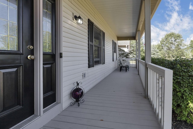 wooden deck with covered porch