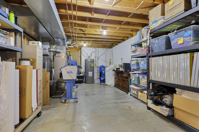 basement with water heater