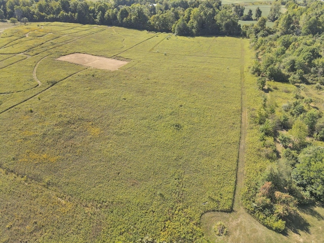 birds eye view of property with a rural view