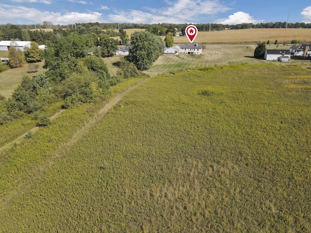 bird's eye view with a rural view