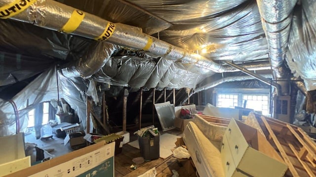 view of unfinished attic