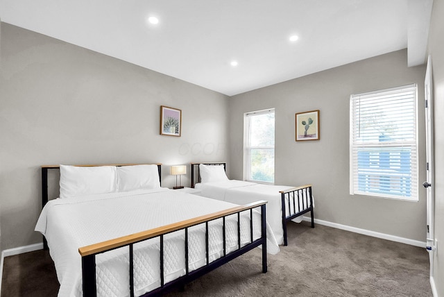 bedroom with carpet flooring and multiple windows