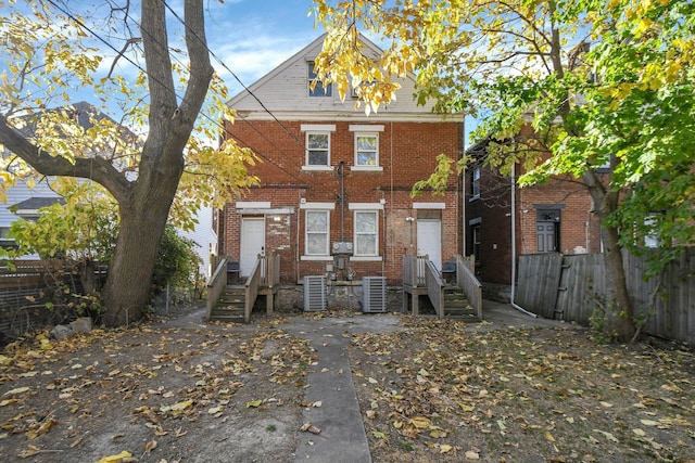 view of front of home featuring central air condition unit