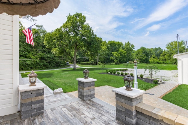 view of patio / terrace featuring a water view