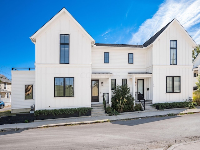 view of modern inspired farmhouse