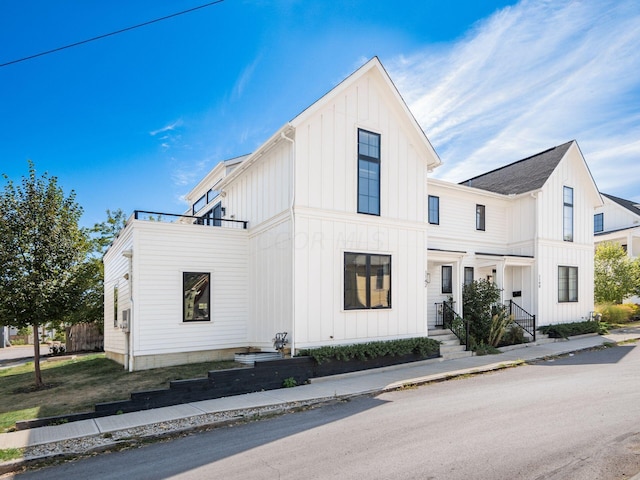 view of modern inspired farmhouse