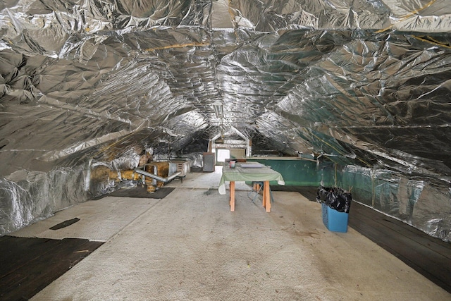 view of unfinished attic