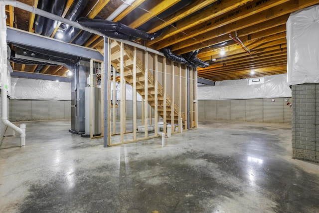 basement featuring water heater