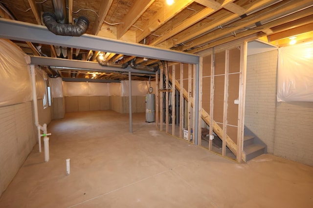 unfinished basement with water heater