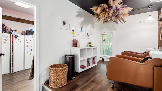 living area featuring dark hardwood / wood-style floors