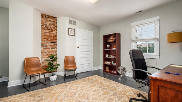 office featuring dark wood-type flooring