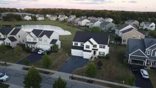 view of aerial view at dusk