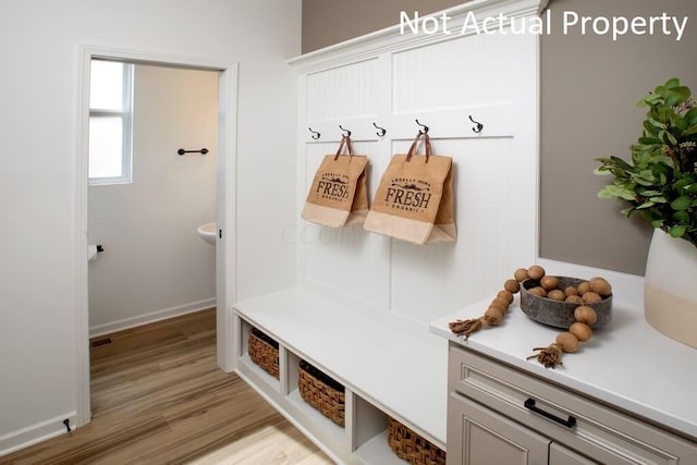 mudroom featuring light wood-type flooring