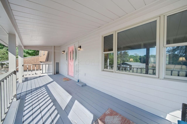 wooden deck with covered porch