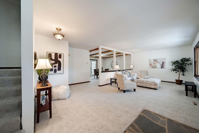 living room with carpet floors