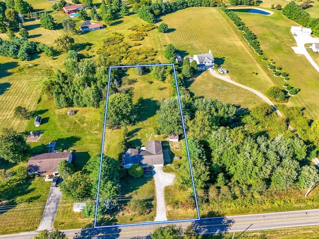 drone / aerial view with a rural view