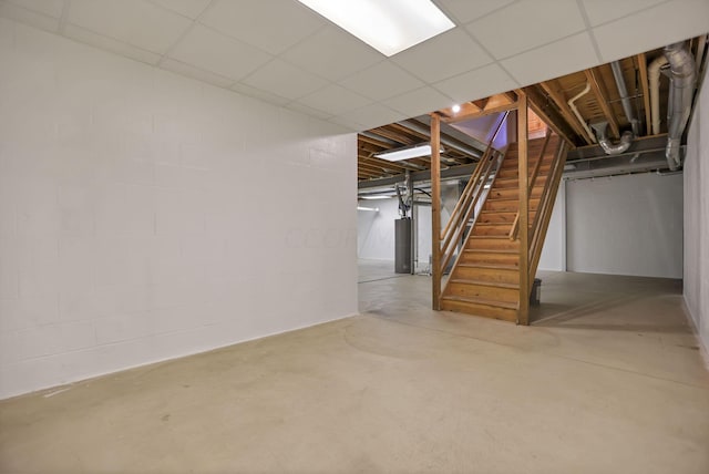 basement featuring water heater