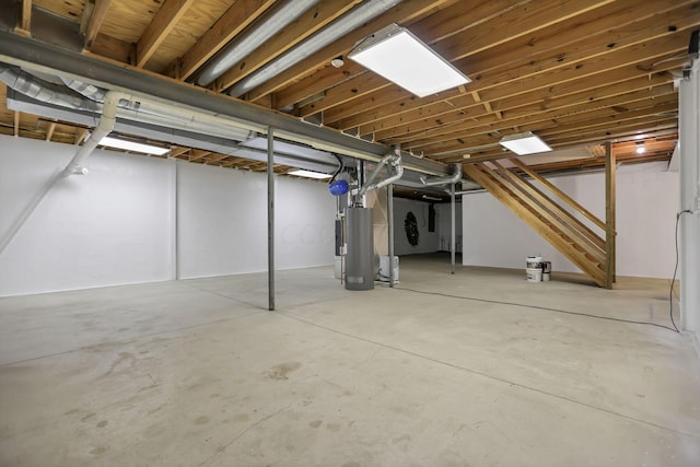 basement with water heater