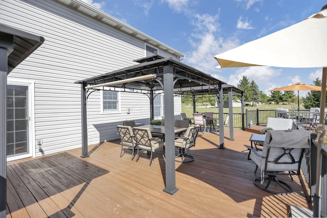 deck with a gazebo