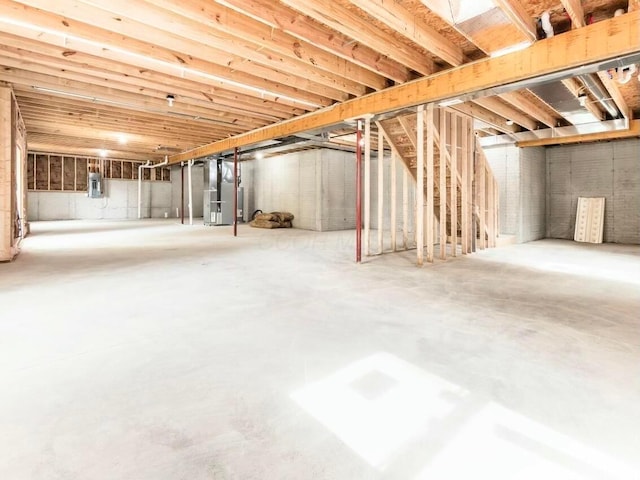 basement featuring heating unit