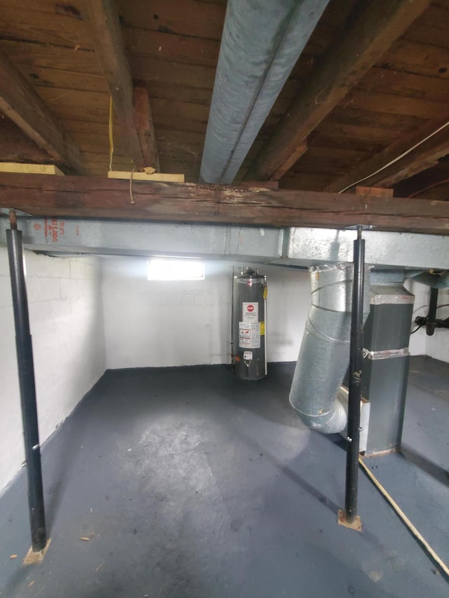 basement with gas water heater