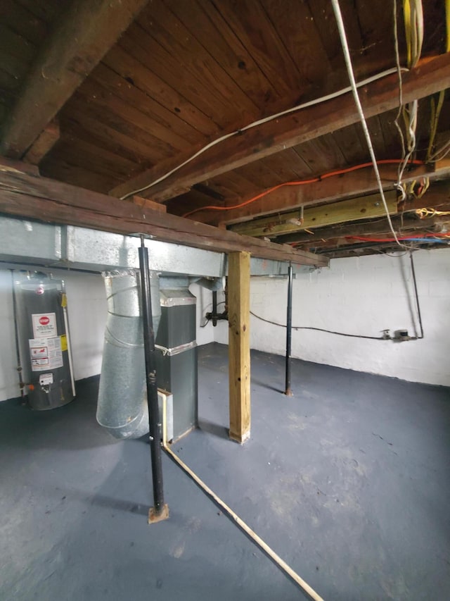 basement with gas water heater