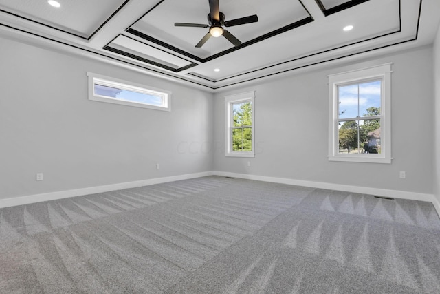 13917 Fantasy Way, Pickerington, OH 43147 - spare room featuring carpet floors, ceiling fan, and coffered ceiling