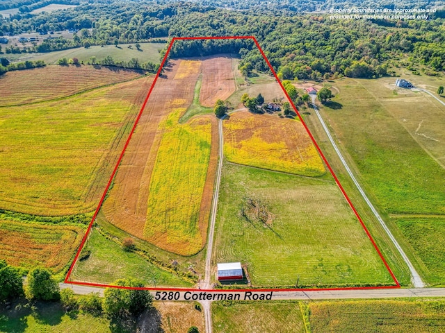 aerial view with a rural view