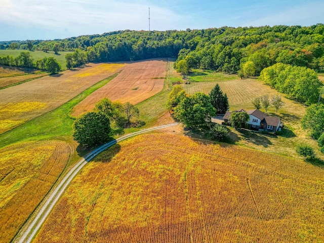 aerial view featuring a rural view