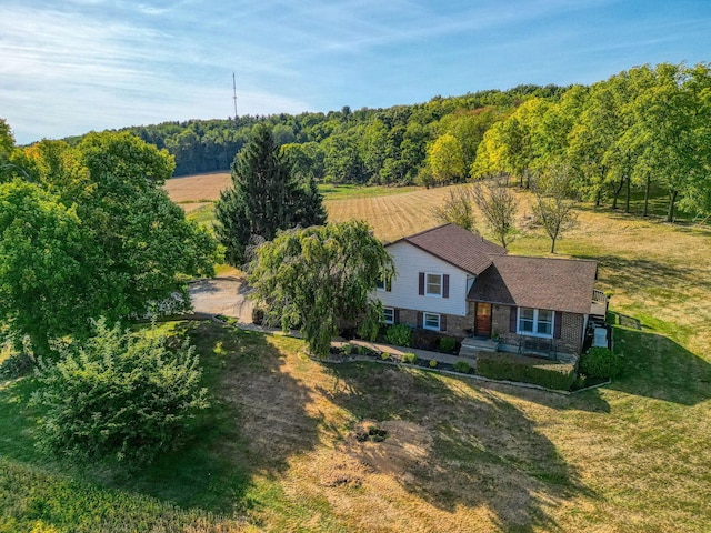 aerial view featuring a rural view