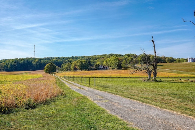 view of road featuring a rural view