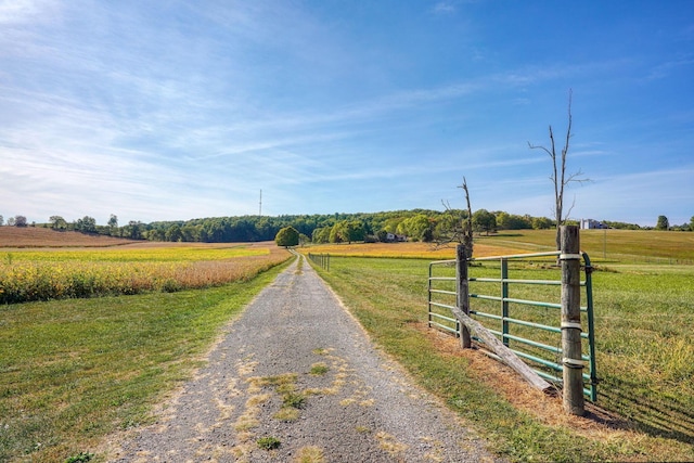 view of street featuring a rural view