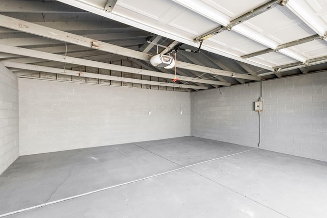 garage with a garage door opener