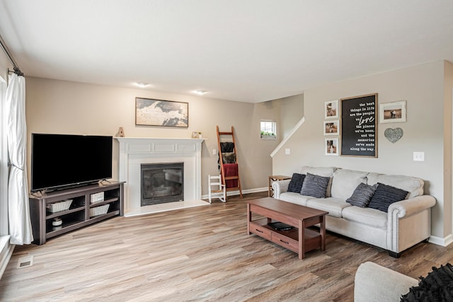 living room featuring light hardwood / wood-style floors