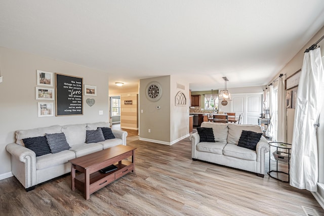 living room with light wood-type flooring