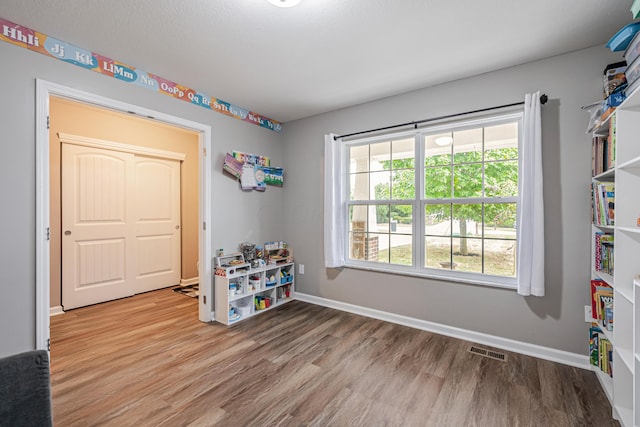 playroom featuring hardwood / wood-style floors