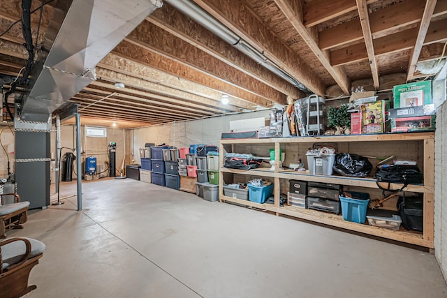 basement with heating unit