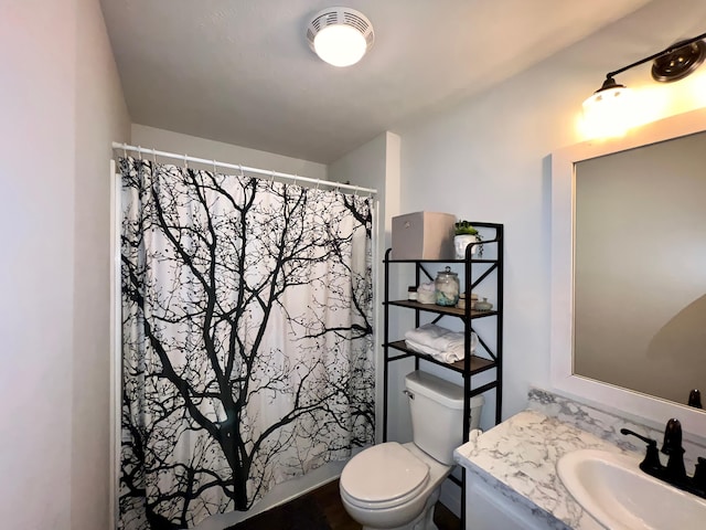 bathroom with vanity and toilet