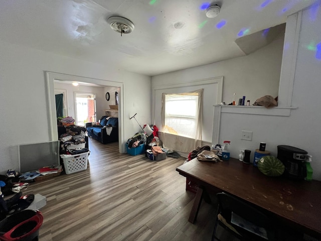 interior space with hardwood / wood-style floors