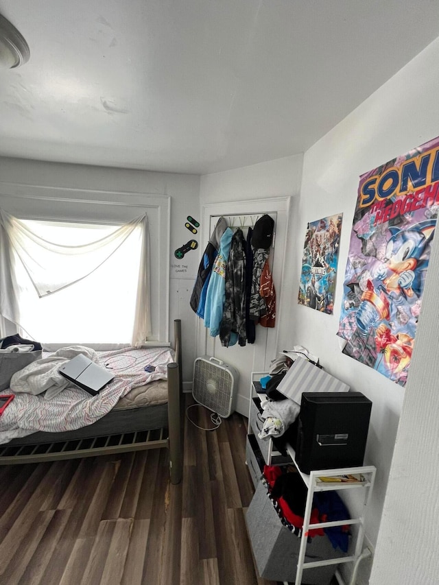 bedroom featuring dark wood-type flooring