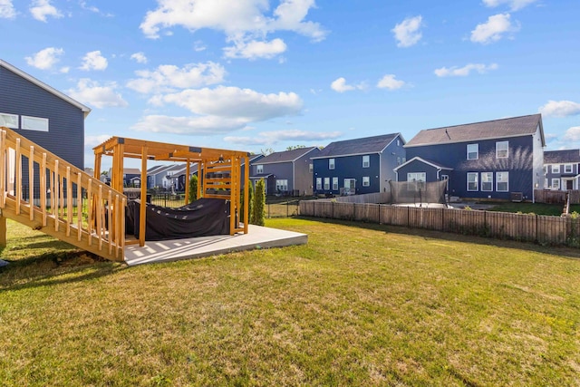 view of yard with a pergola