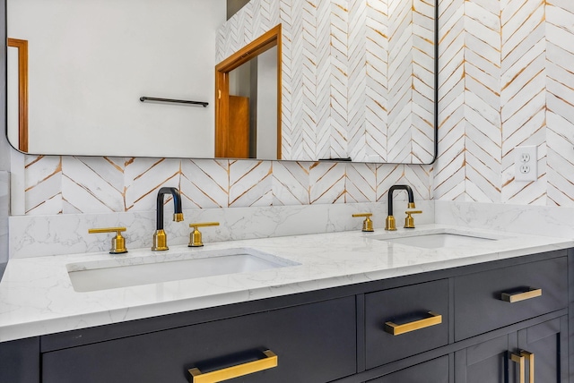 bathroom featuring decorative backsplash and vanity