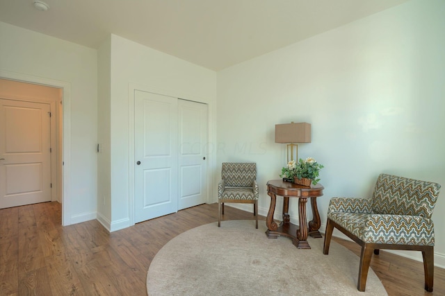 living area featuring wood-type flooring