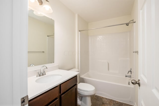 full bathroom featuring vanity, toilet, and shower / washtub combination