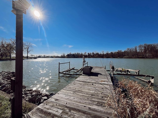 dock area featuring a water view