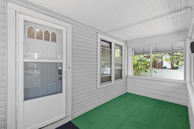 view of unfurnished sunroom