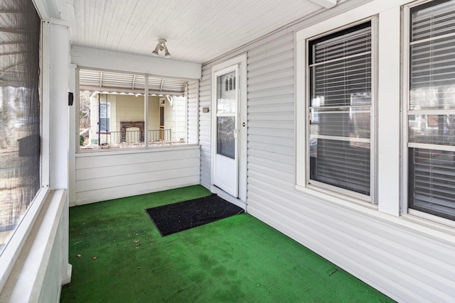 view of unfurnished sunroom