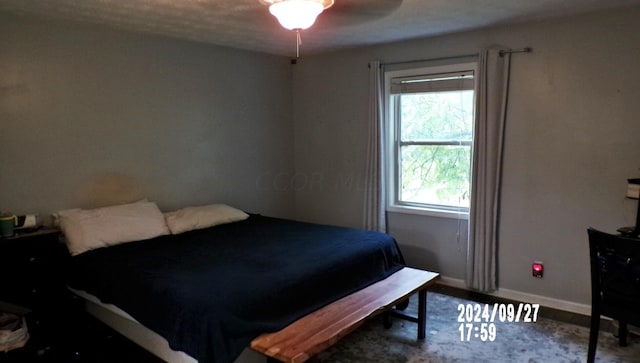 bedroom featuring ceiling fan